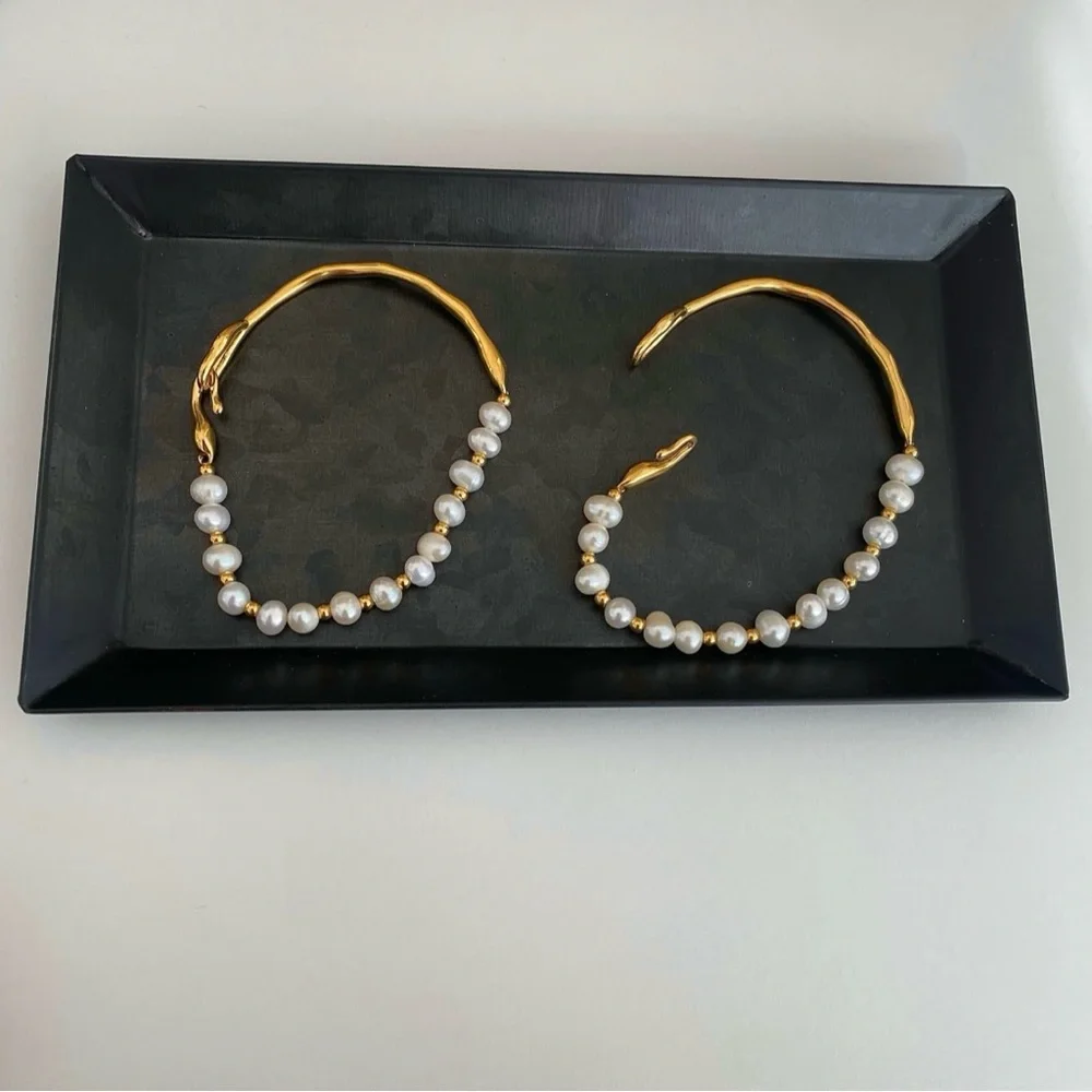 Gold and Pearl Bracelet 18k Gold and 925 Sterling Silver - Picture 5 of 6